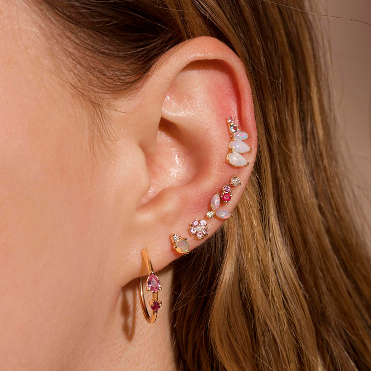 Ruby and Pink Sapphire Prong Stud