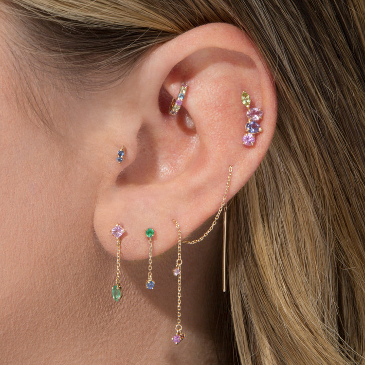 Image of 10K Yellow Gold Watermelon Drop Earrings with Stone and Strand Earrings