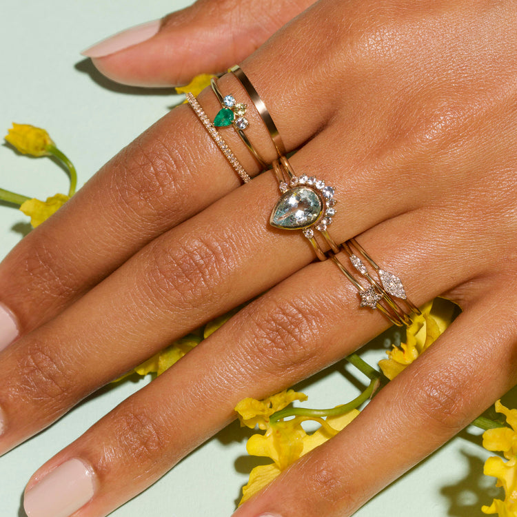 Teardrop Aquamarine Ring Set – STONE AND STRAND