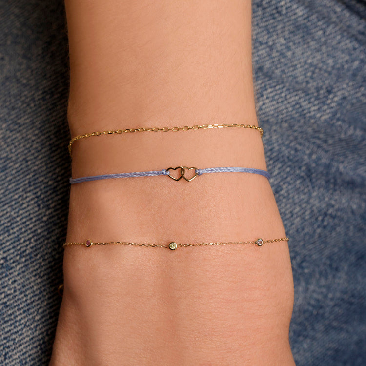 Image of 14K Yellow Gold Teeny Unicorn Gemstone Quartet Bracelet with Stone and Strand Bracelets