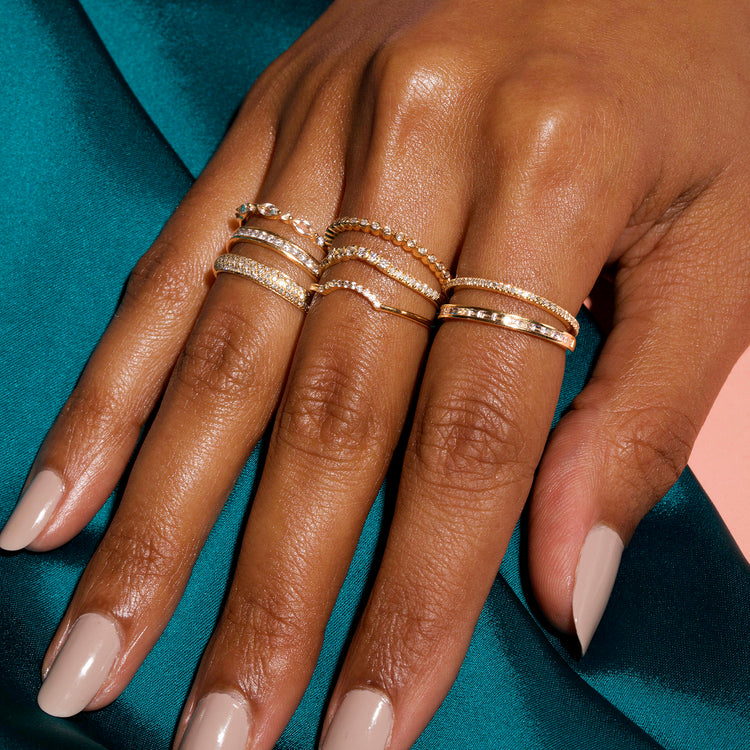 White Gold Bold Diamond Pave Curve Band
