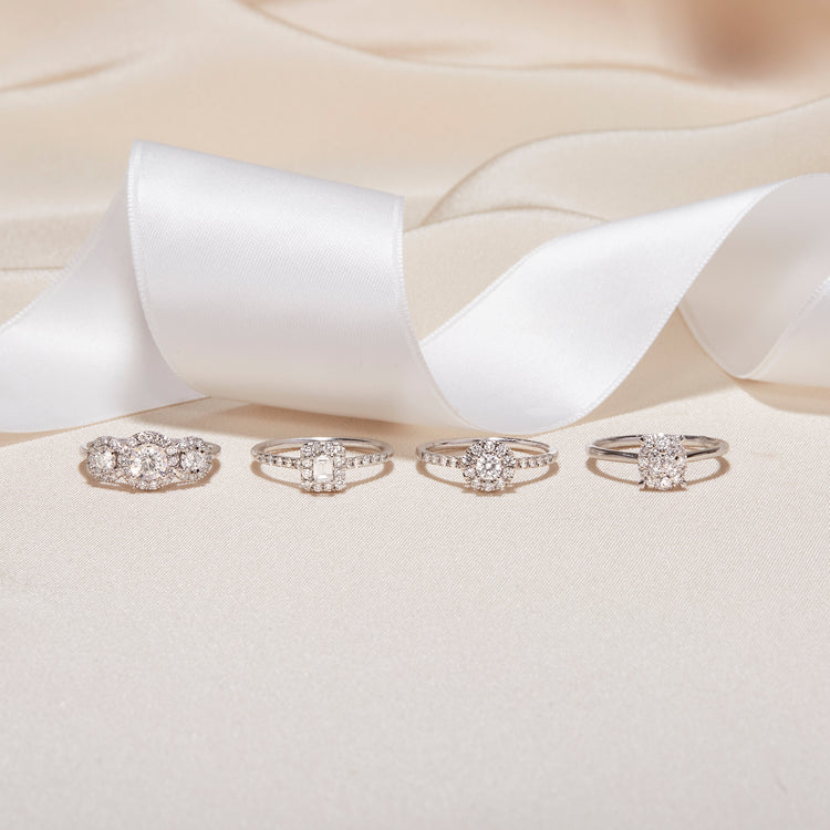 Still life image of The Greta Diamond Ring in White Gold with Stone and Strand solid gold jewelry