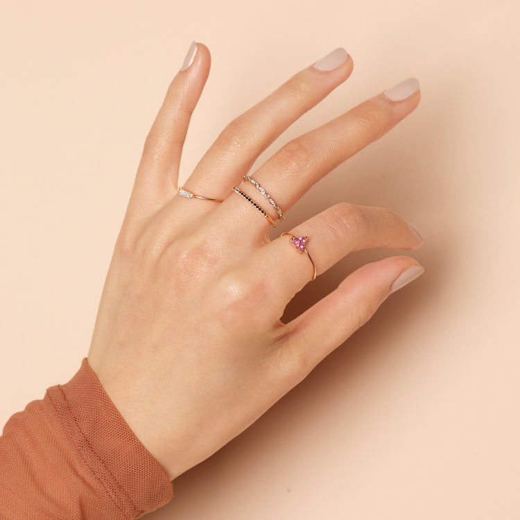 White Gold Fine Pave Black Diamond Band