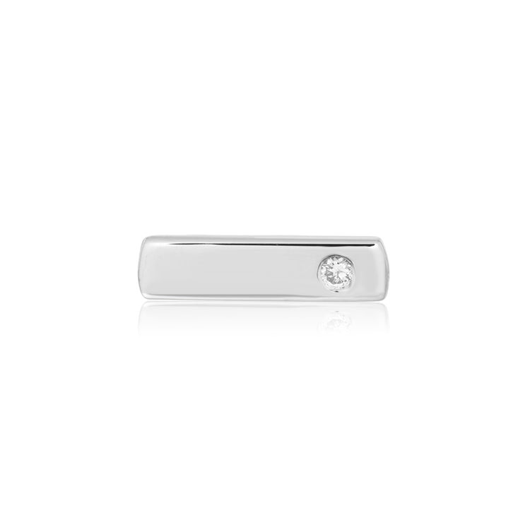 White Gold Medium Bar Stud Earring with Diamond