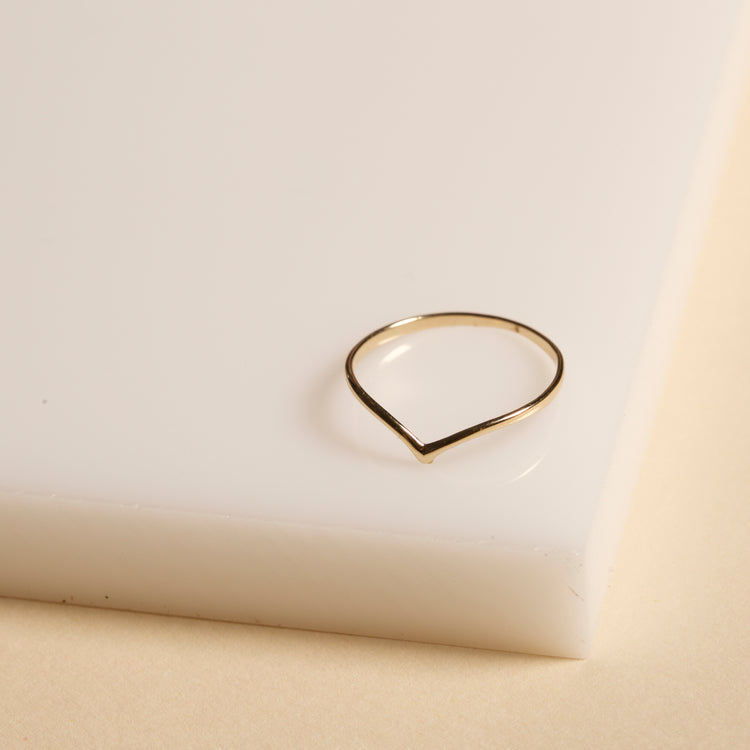 White Gold V Ring