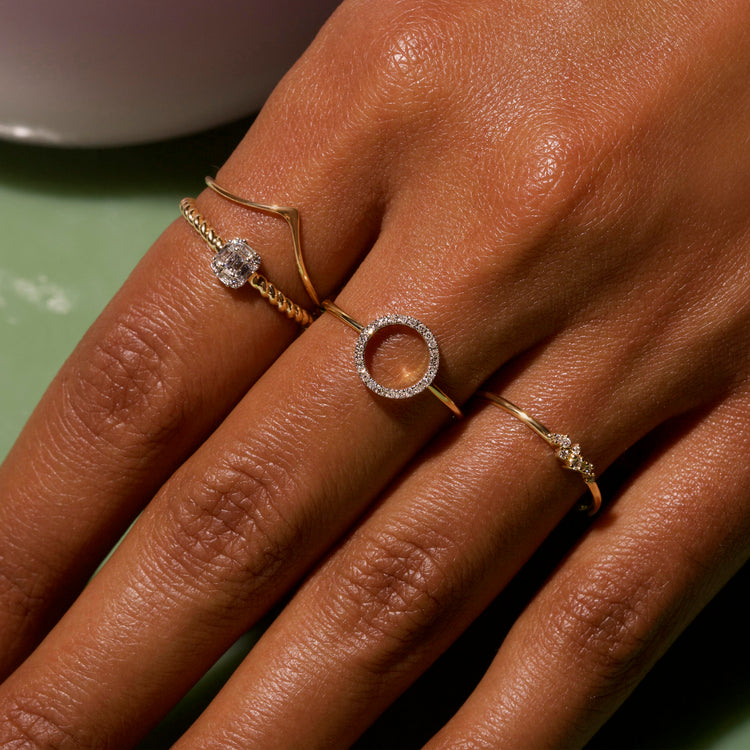 White Gold V Ring