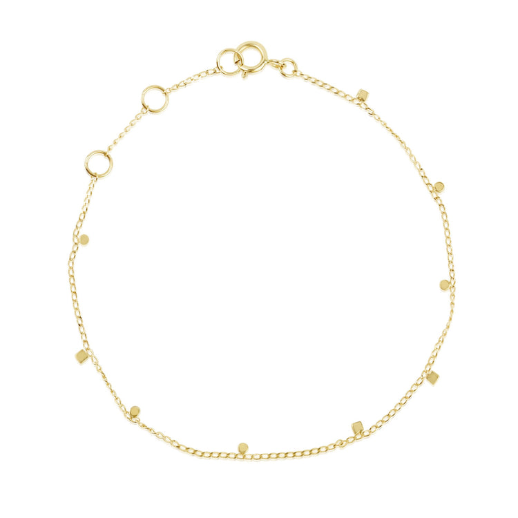 Gold Circle And Square Charm Bracelet